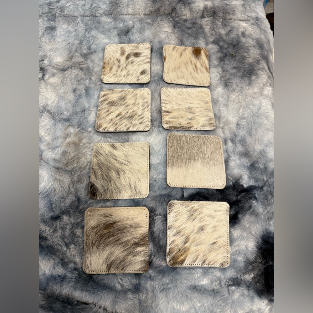 Set of 8 Coasters natural cowhide coasters multipurpose for your farmhouse